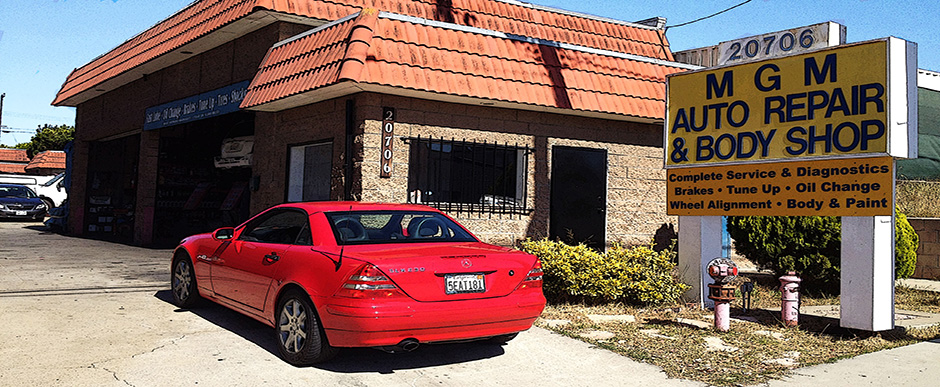 The MGM Auto Repair & Body Shop storefront in Torrance, CA
